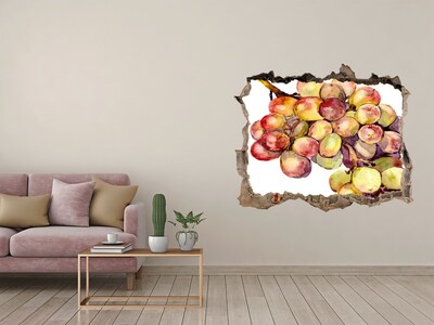 Wandsticker 3D gat met uitzicht Fruit in een gat in de muur