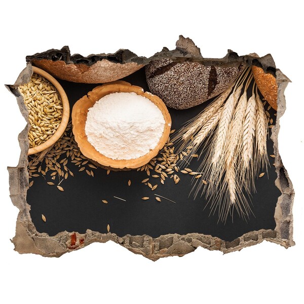 Wandsticker 3D gat met uitzicht Een keuken vol ingrediënten