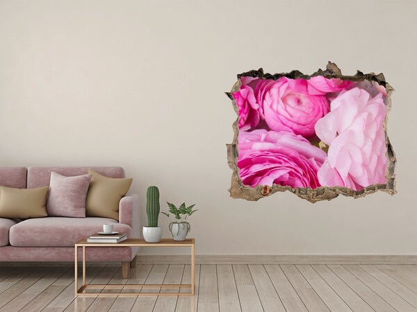 Zelfklevende muursticker 3D gat Bloemen in een gat in de muur