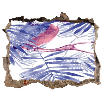 Wandsticker 3D gat met uitzicht Tropisch paradijs achter de muur