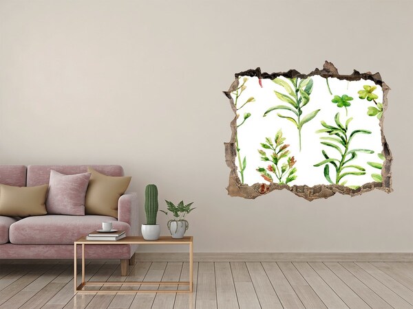 Wandsticker 3D gat met uitzicht Een groene oase in beton.