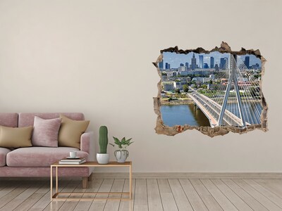 Zelfklevende muursticker 3D gat Brug in Warschau