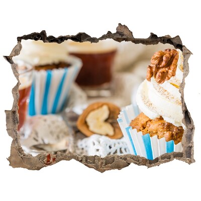 Zelfklevende 3D wandsticker illusie Een waar paradijs met cupcakes