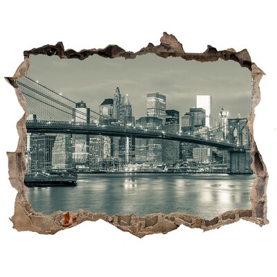 Zelfklevende 3D wandsticker illusie Uitzicht op New York