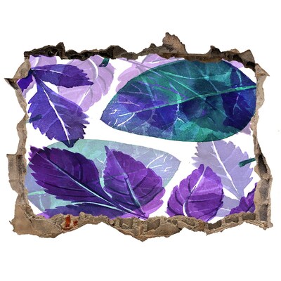 Wandsticker 3D gat met uitzicht Groene bladeren in een gat in de muur