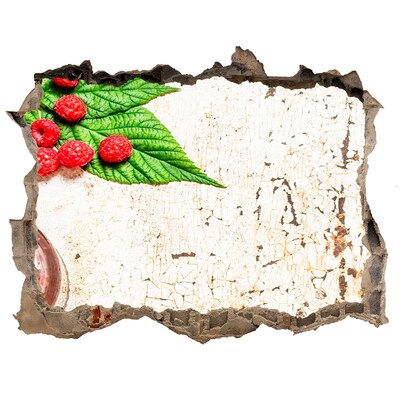 Wandsticker 3D gat met uitzicht Fruitige charme in een beschadigde muur