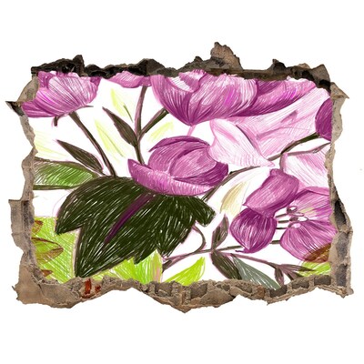 Zelfklevende 3D wandsticker illusie Bloementuin achter de muur