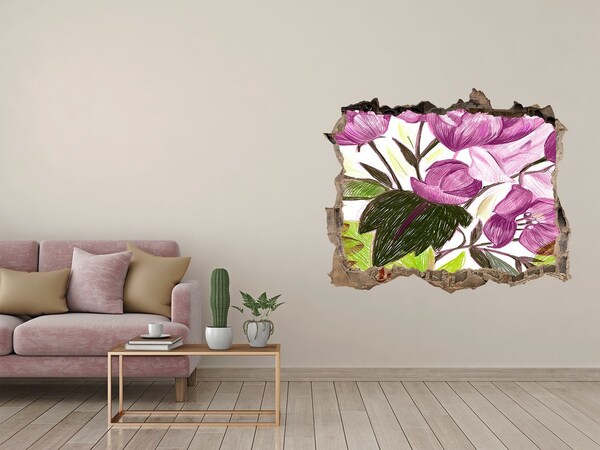 Zelfklevende 3D wandsticker illusie Bloementuin achter de muur