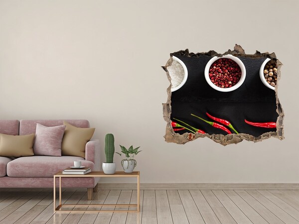 Wandsticker 3D doorkijk Een explosie van kruidensmaken