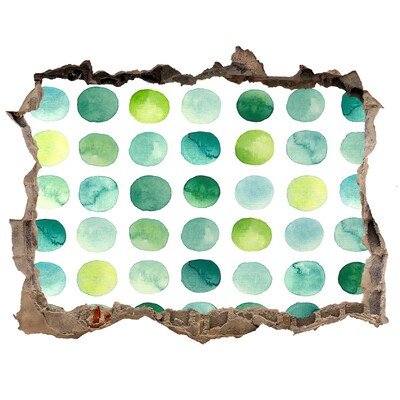 Zelfklevende 3D wandsticker illusie Groene stippen op de muurachtergrond