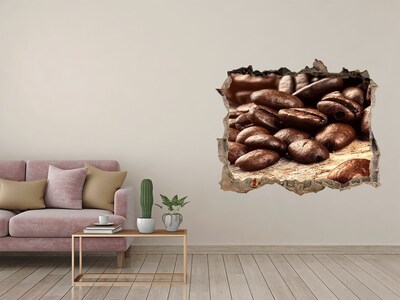 Zelfklevende muursticker 3D gat Koffie in het hart van de muur