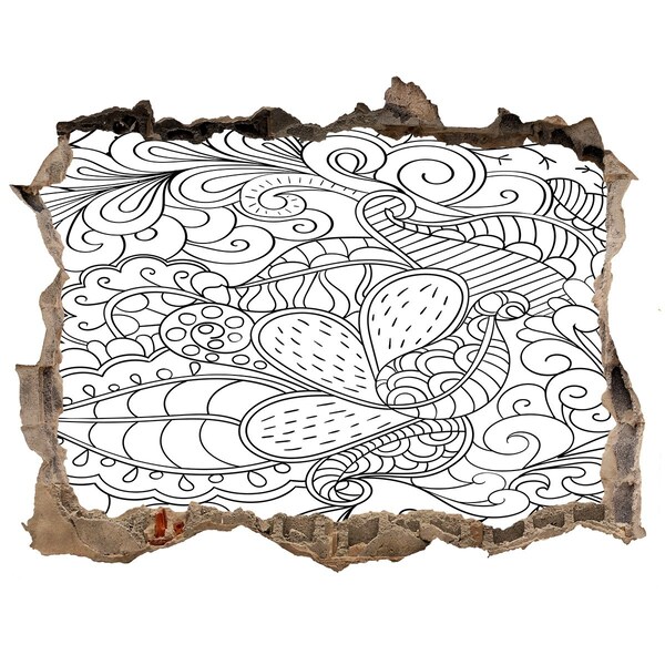 Wandsticker 3D gat met uitzicht Een kleurrijke wereld in een gat