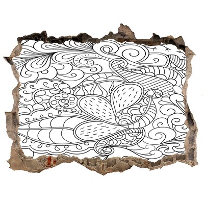 Wandsticker 3D gat met uitzicht Een kleurrijke wereld in een gat