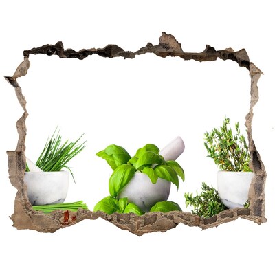 Zelfklevende 3D wandsticker illusie Groene tuin met kruiden