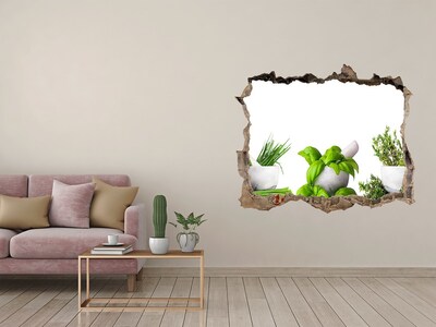 Zelfklevende 3D wandsticker illusie Groene tuin met kruiden