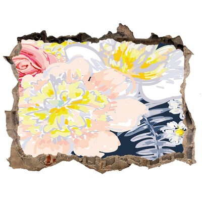 Zelfklevende muursticker 3D gat Bloementuin achter de muur