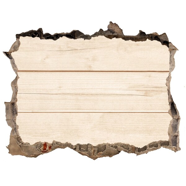 Wandsticker 3D doorkijk Een beschadigde muur met een houten vloer.