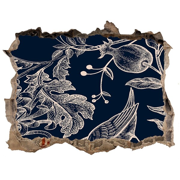 Zelfklevende 3D wandsticker illusie Een vogel tegen de achtergrond van vegetatie