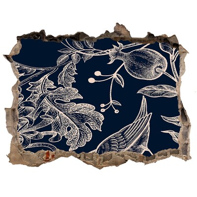 Zelfklevende 3D wandsticker illusie Een vogel tegen de achtergrond van vegetatie