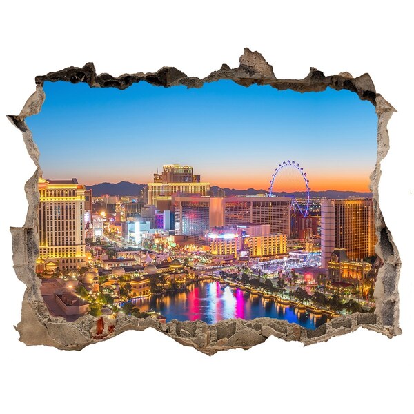 Wandsticker 3D doorkijk Las Vegas 's nachts