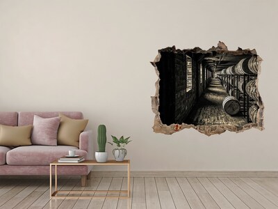 Wandsticker 3D doorkijk Interieur van de vatenkelder