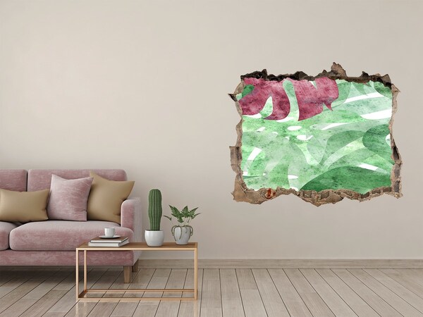 Zelfklevende muursticker 3D gat Tropische jungle