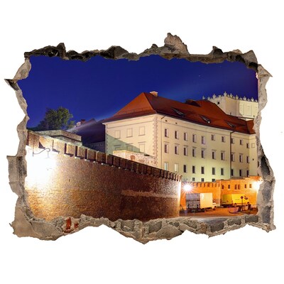 Wandsticker 3D doorkijk Het kasteel in het nachtelijke landschap