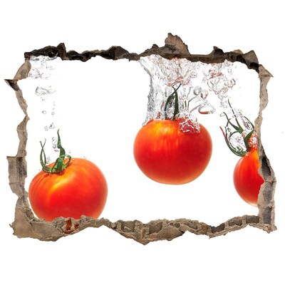 Wandsticker 3D doorkijk Sappige tomaten in water