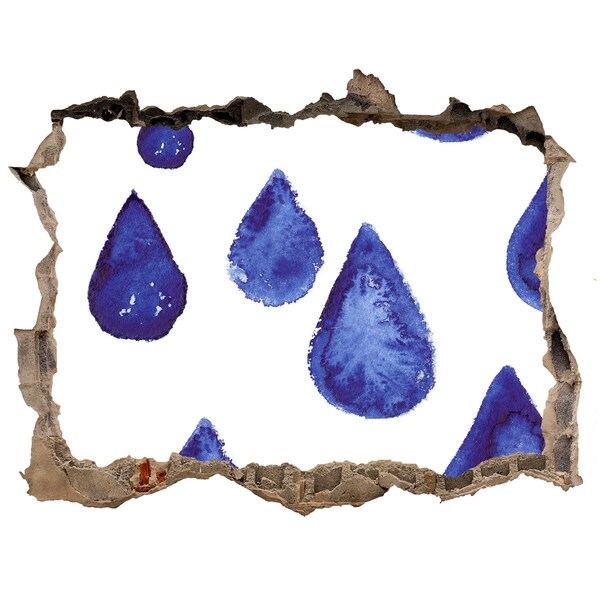 Wandsticker 3D doorkijk Waterdruppels op de muur