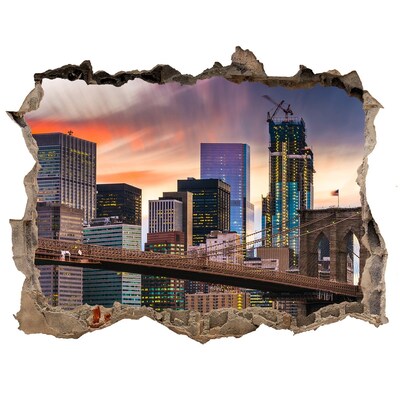 Wandsticker 3D doorkijk Brooklyn Bridge in New York