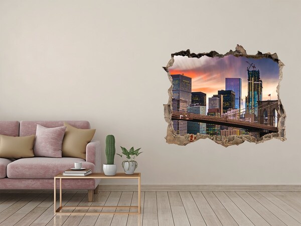 Wandsticker 3D doorkijk Brooklyn Bridge in New York