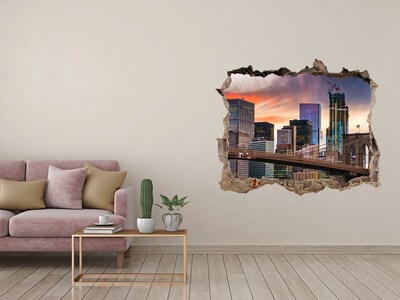 Wandsticker 3D doorkijk Brooklyn Bridge in New York