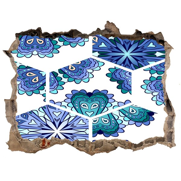 Zelfklevende 3D wandsticker illusie Kleurrijk patroon op de muur