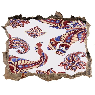 Zelfklevende muursticker 3D gat Kleurrijke patronen in een gat in de muur