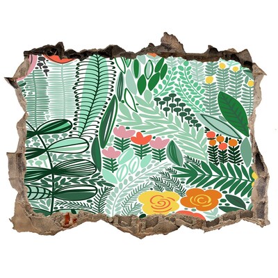 Zelfklevende muursticker 3D gat Bloementuintje in de muur