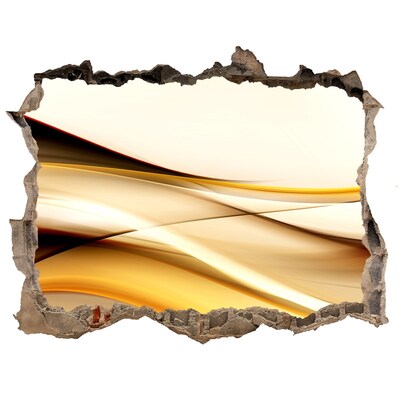 Zelfklevende 3D wandsticker illusie Gouden golven in een gat in de muur