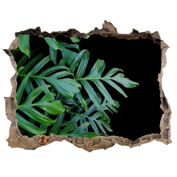 Wandsticker 3D gat met uitzicht De groene jungle achter de muur