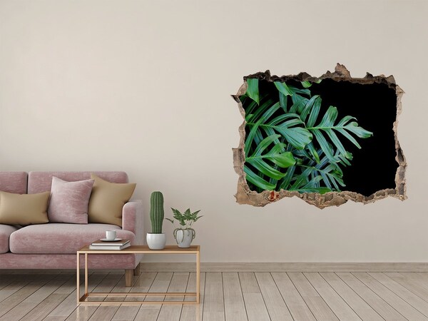 Wandsticker 3D gat met uitzicht De groene jungle achter de muur