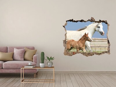 Wandsticker 3D doorkijk Paarden in de wei