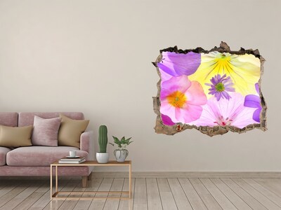 Zelfklevende 3D wandsticker illusie Bloemenparadijs door een gat in de muur