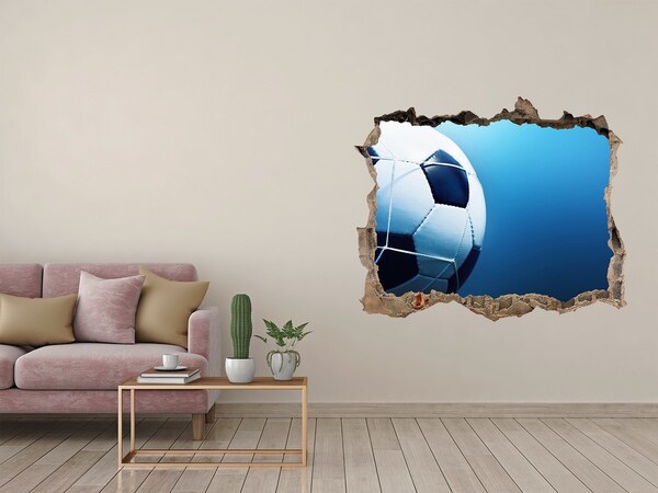 Wandsticker 3D doorkijk Voetbal in actie