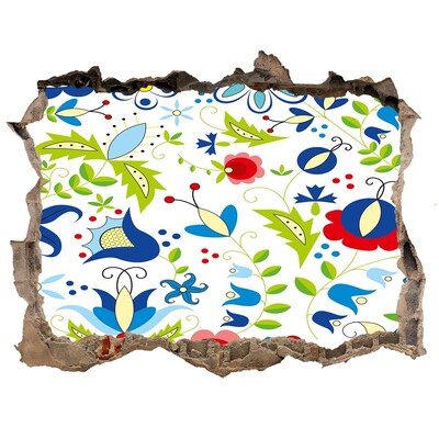 Zelfklevende muursticker 3D gat Bloemenpatroon op een betonnen achtergrond