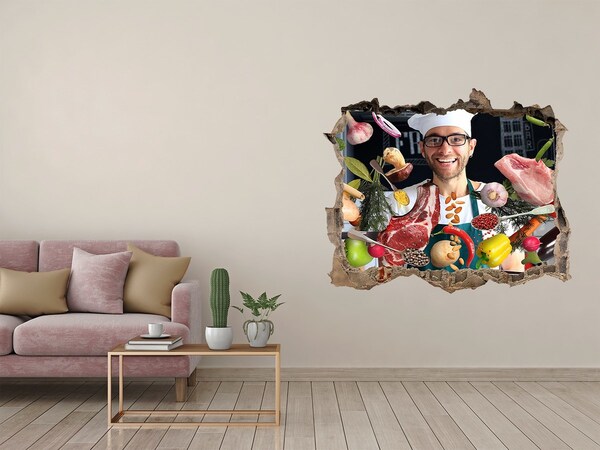 Wandsticker 3D gat met uitzicht Keukengekte