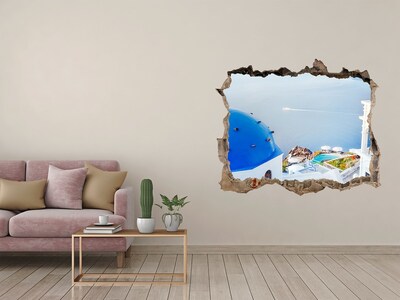 Wandsticker 3D doorkijk Uitzicht vanaf Santorini