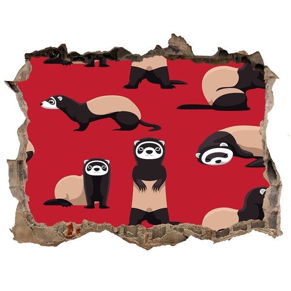 Zelfklevende muursticker 3D gat Funky fretten in een gat in de muur