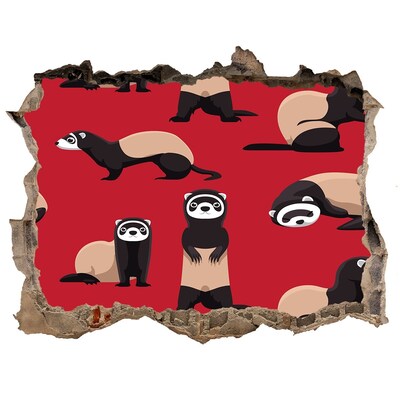 Zelfklevende muursticker 3D gat Funky fretten in een gat in de muur