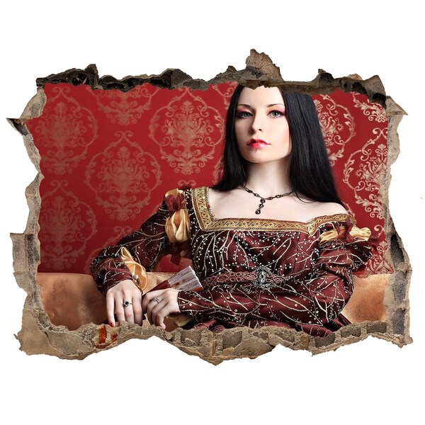 Zelfklevende 3D wandsticker illusie Prinses in de ruïnes