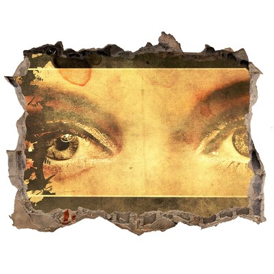 Wandsticker 3D gat met uitzicht Ogen van achter de muur