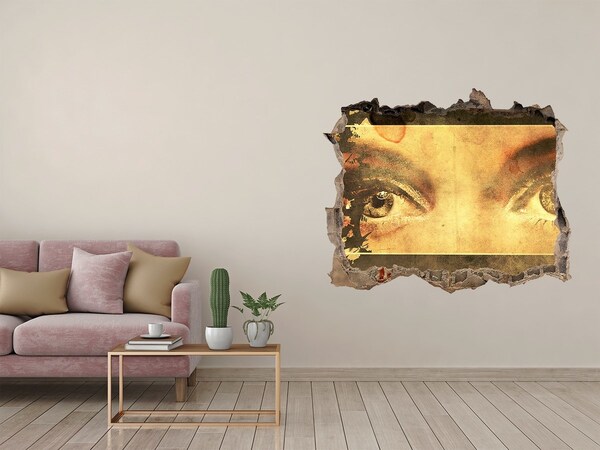 Wandsticker 3D gat met uitzicht Ogen van achter de muur