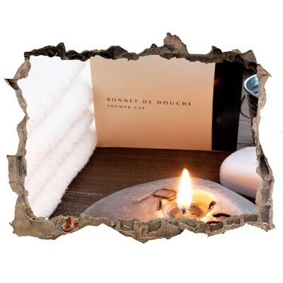 Wandsticker 3D gat met uitzicht Ontspan in de spa.